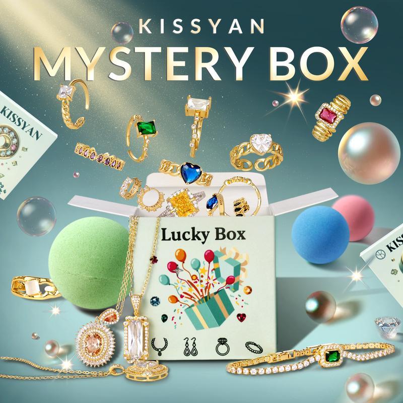 KissYan Jewelry Mystery Box – Trendy Fine Jewelry with Random Necklaces, Earrings, Bracelets, Charms & Adjustable Rings | Cute Surprise, Waterproof, Durable, Perfect Gift with bomb ball
