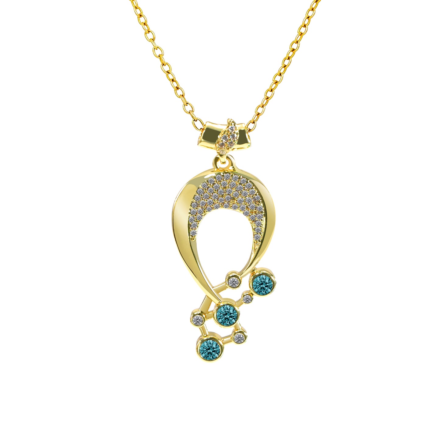 Luna Birthstone Necklace,Multiple Color Pendant Necklace,Plated Pendant Necklace with Gemstone Variations