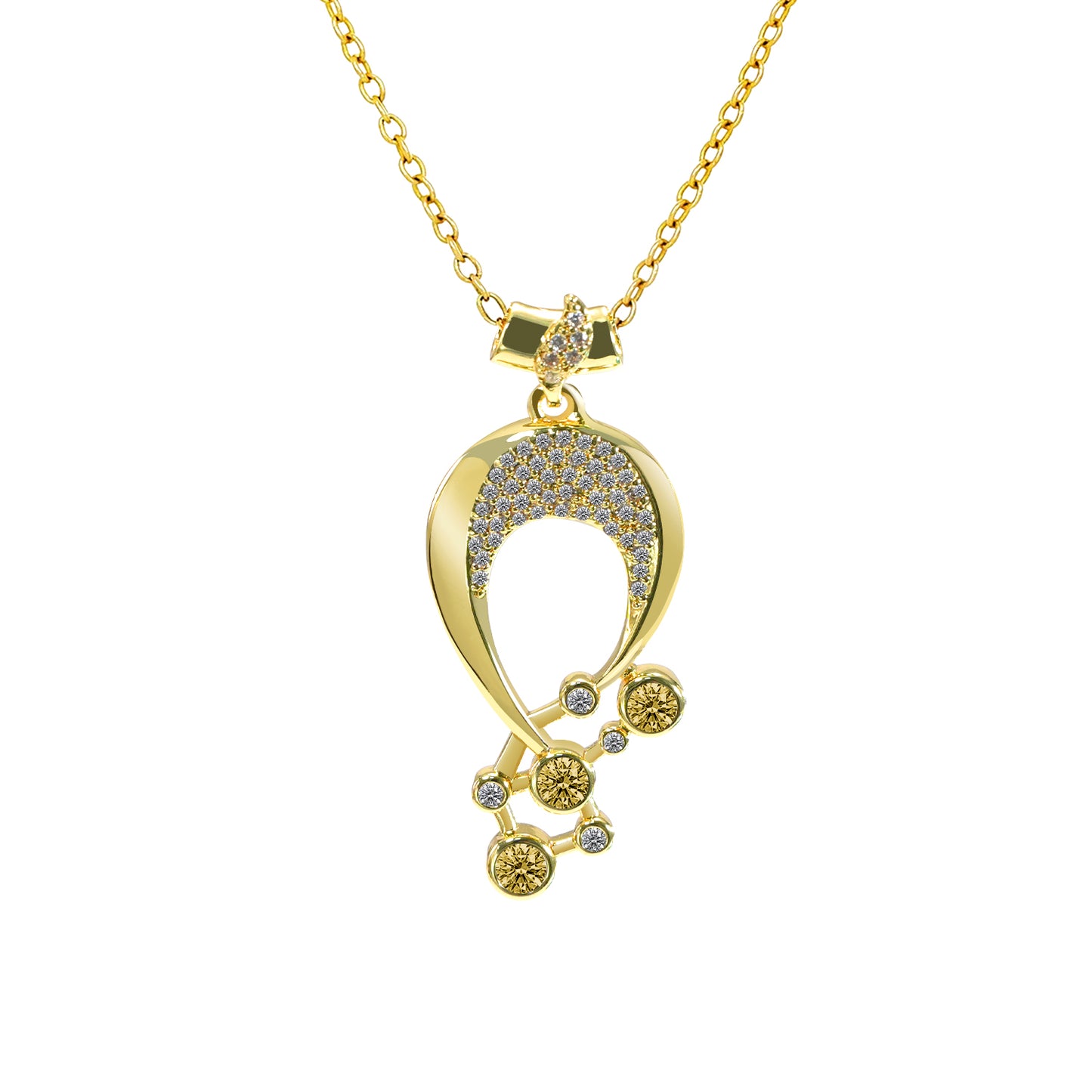 Luna Birthstone Necklace,Multiple Color Pendant Necklace,Plated Pendant Necklace with Gemstone Variations