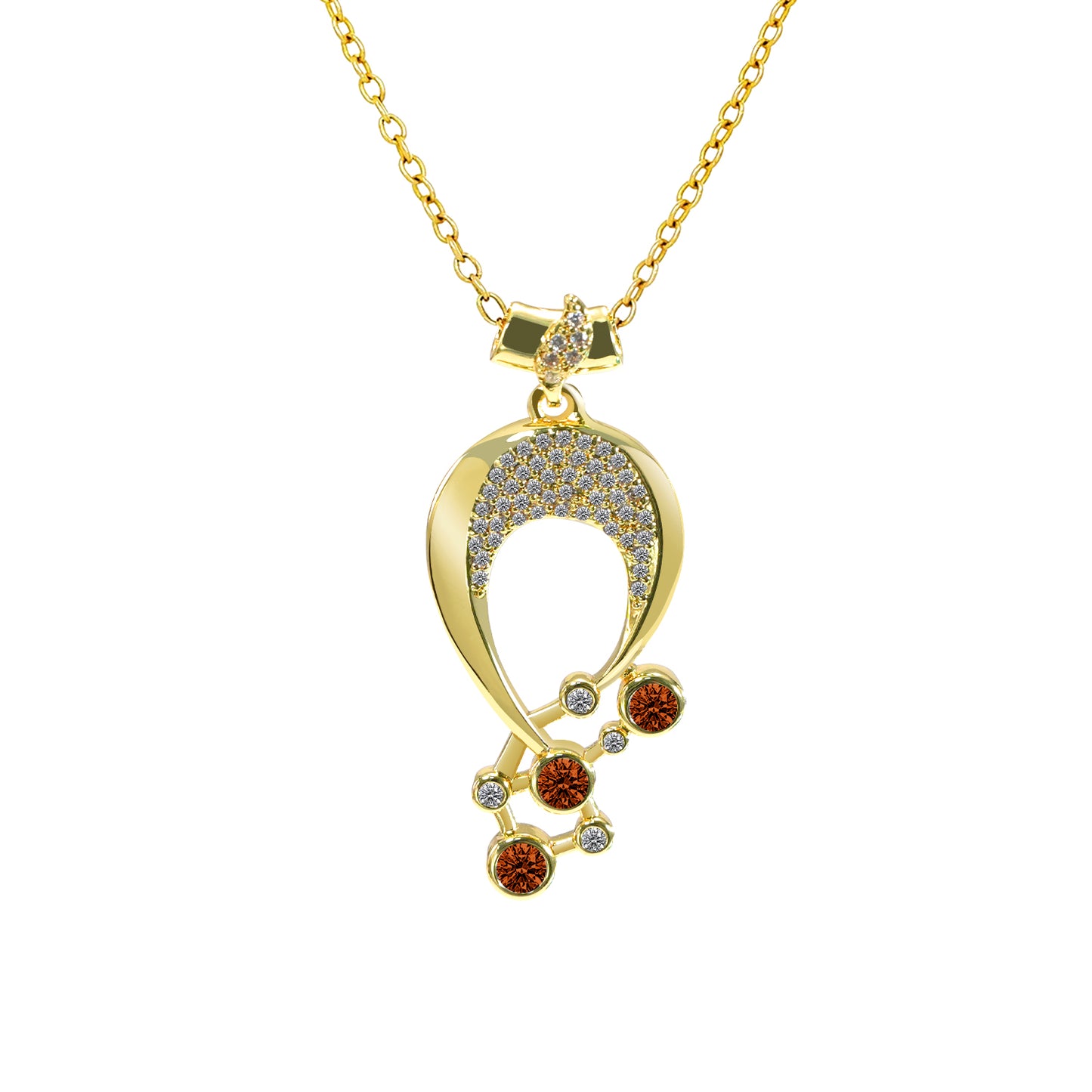 Luna Birthstone Necklace,Multiple Color Pendant Necklace,Plated Pendant Necklace with Gemstone Variations