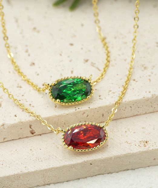 BlissBling Personalized Birthstone Design Women Pendant Jewelry with Collar, Artificial Gemstone Decor, Elegant Charm for Daily Clothing Decor, Gift birthstones