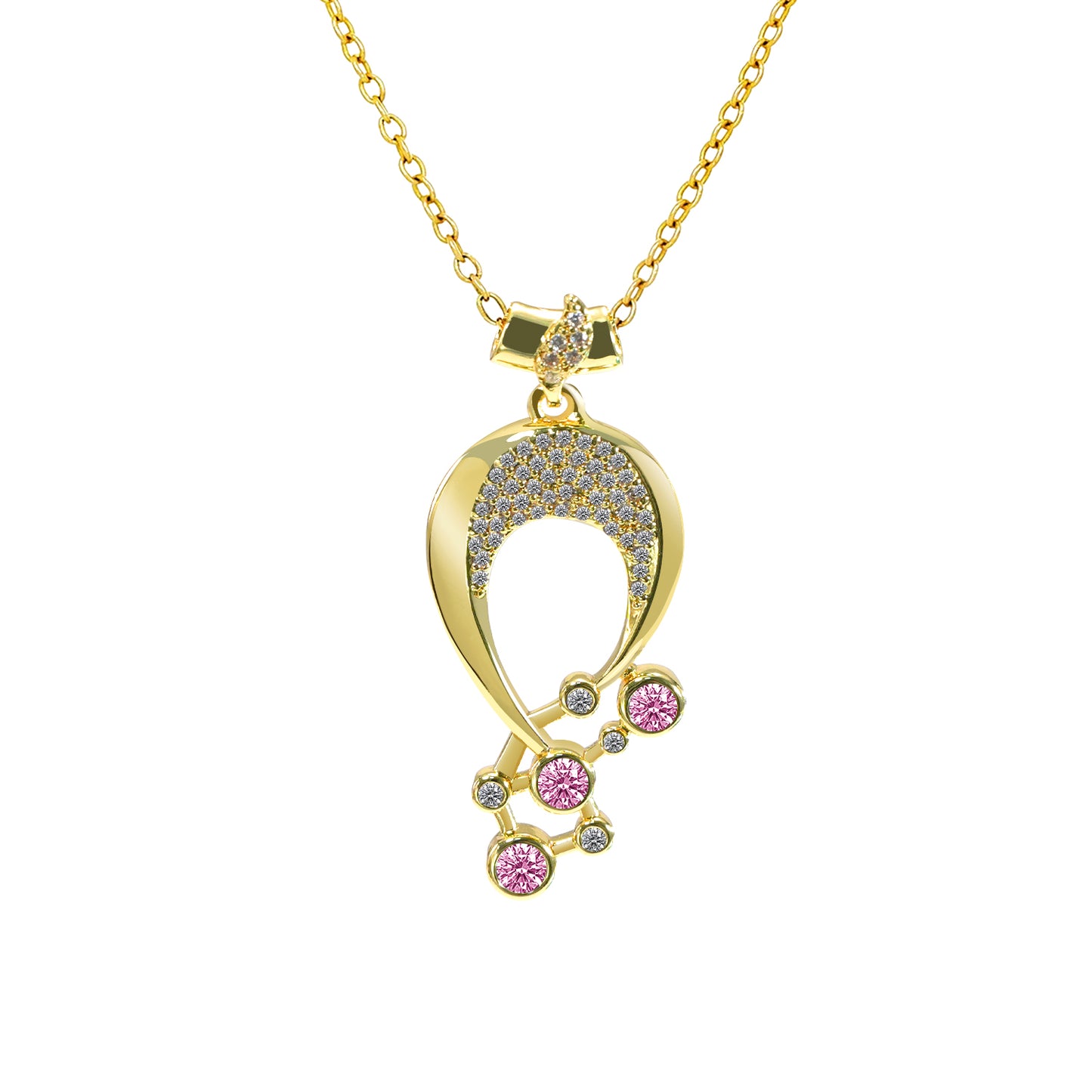 Luna Birthstone Necklace,Multiple Color Pendant Necklace,Plated Pendant Necklace with Gemstone Variations