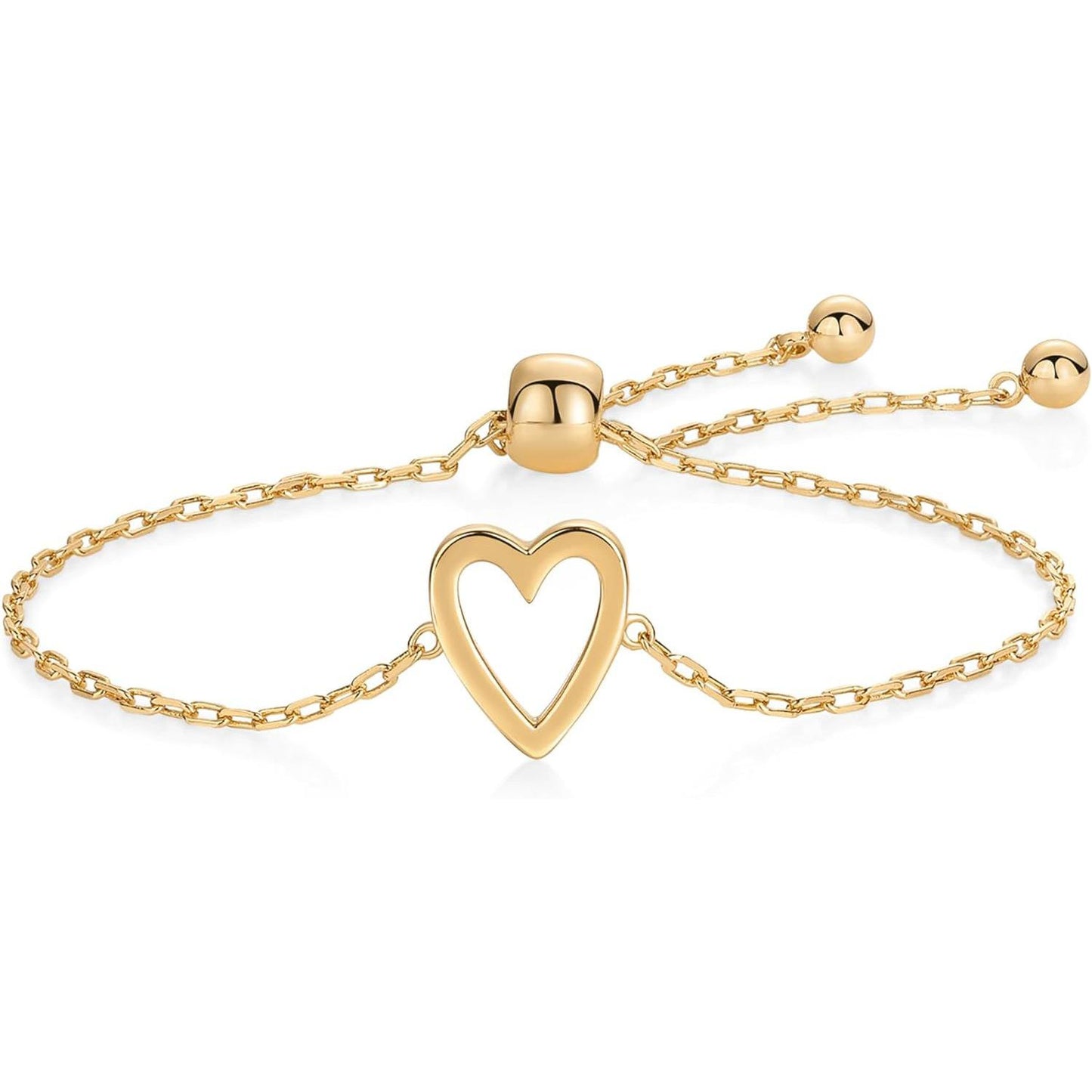 Trendy Women Love Heart Hollow Pendant Adjustable Bracelet Set Friendship Gift Ins Style Jewelry for Her Female