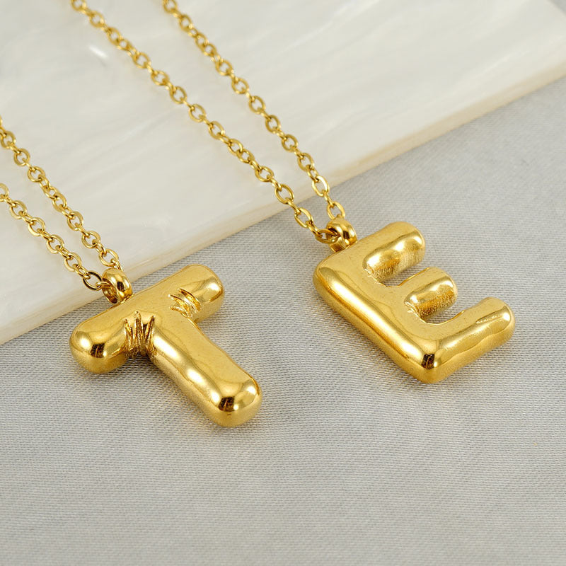 KissYan Bubble Letter Necklace,14K Gold Plated Balloon Initial Pendant with Bead Chain Dainty Jewelry Gift for Women & Jewelry for Christmas Gifts
