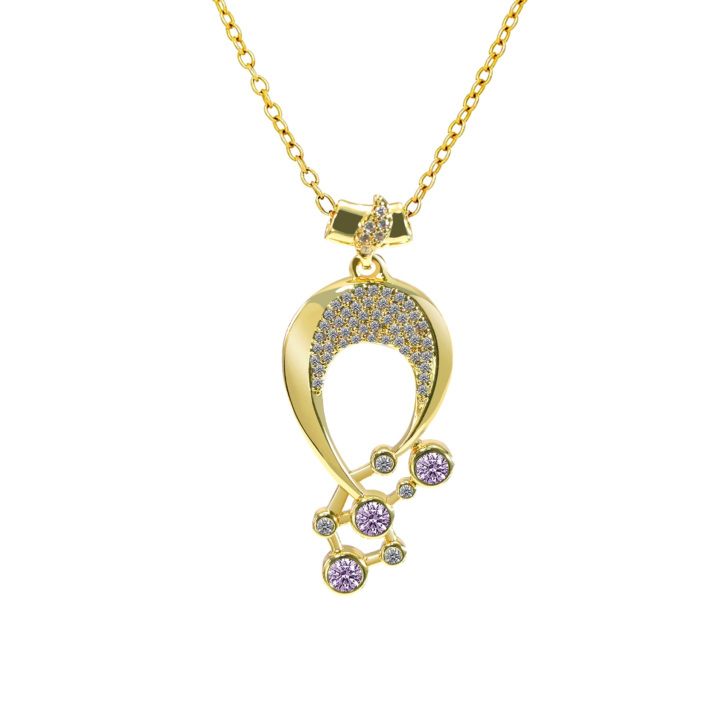 Luna Birthstone Necklace,Multiple Color Pendant Necklace,Plated Pendant Necklace with Gemstone Variations