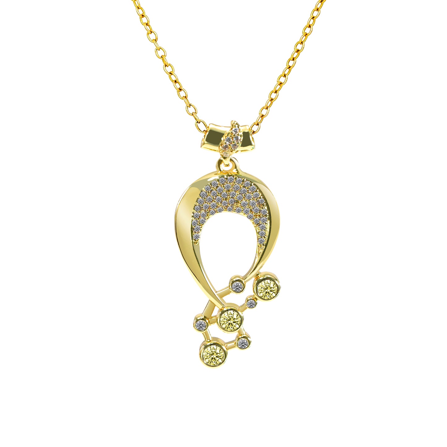 Luna Birthstone Necklace,Multiple Color Pendant Necklace,Plated Pendant Necklace with Gemstone Variations