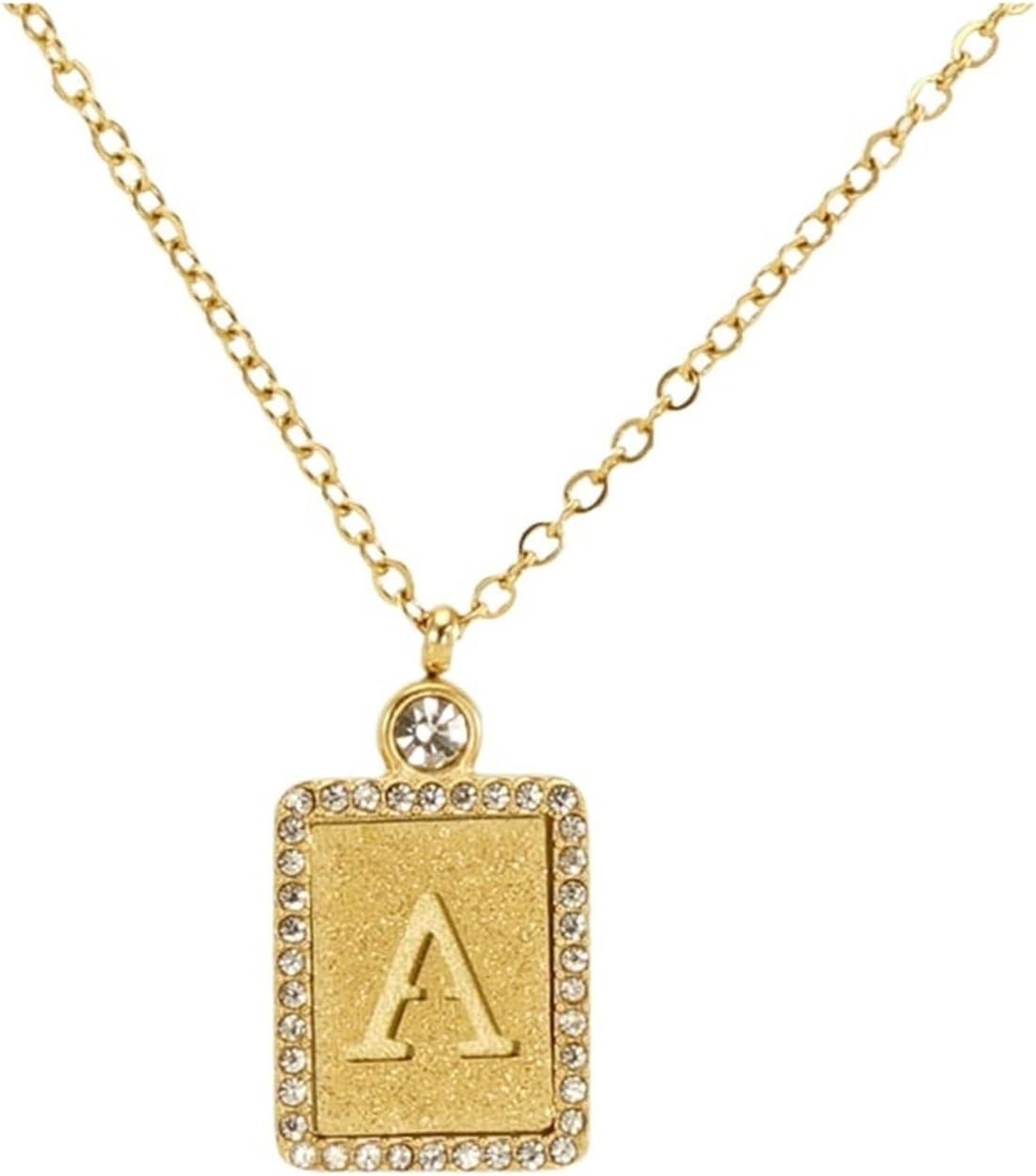 Women's Stainless Steel Pressed Sand Letter Necklace Set with Diamonds 18K Hollow Letter Pendant Clavicle Chain Jewelry