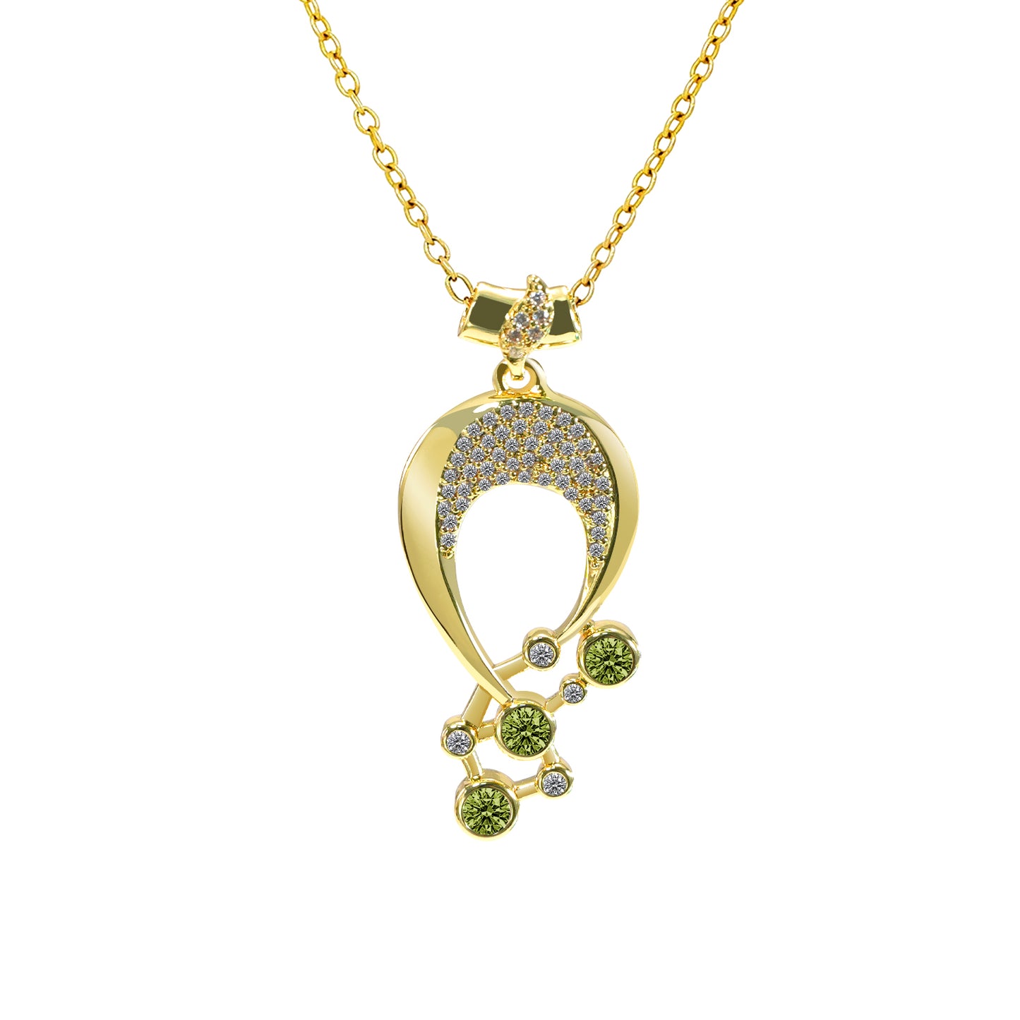 Luna Birthstone Necklace,Multiple Color Pendant Necklace,Plated Pendant Necklace with Gemstone Variations