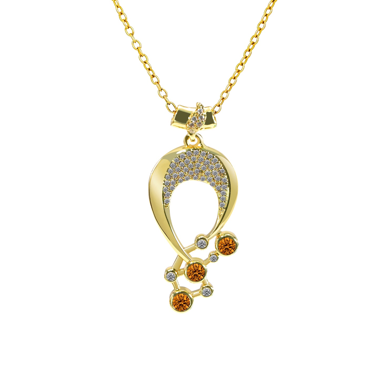 Luna Birthstone Necklace,Multiple Color Pendant Necklace,Plated Pendant Necklace with Gemstone Variations