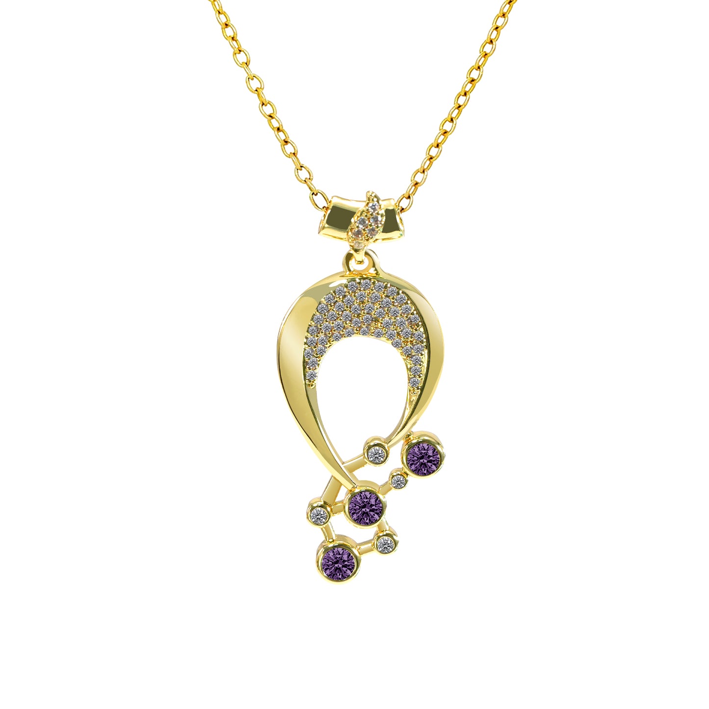 Luna Birthstone Necklace,Multiple Color Pendant Necklace,Plated Pendant Necklace with Gemstone Variations