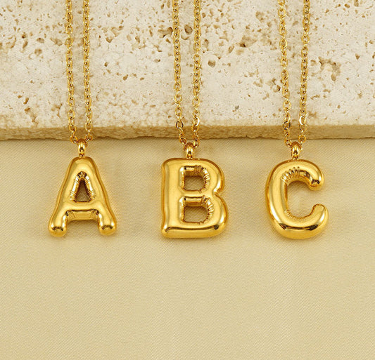 KissYan Bubble Letter Necklace,14K Gold Plated Balloon Initial Pendant with Bead Chain Dainty Jewelry Gift for Women & Jewelry for Christmas Gifts