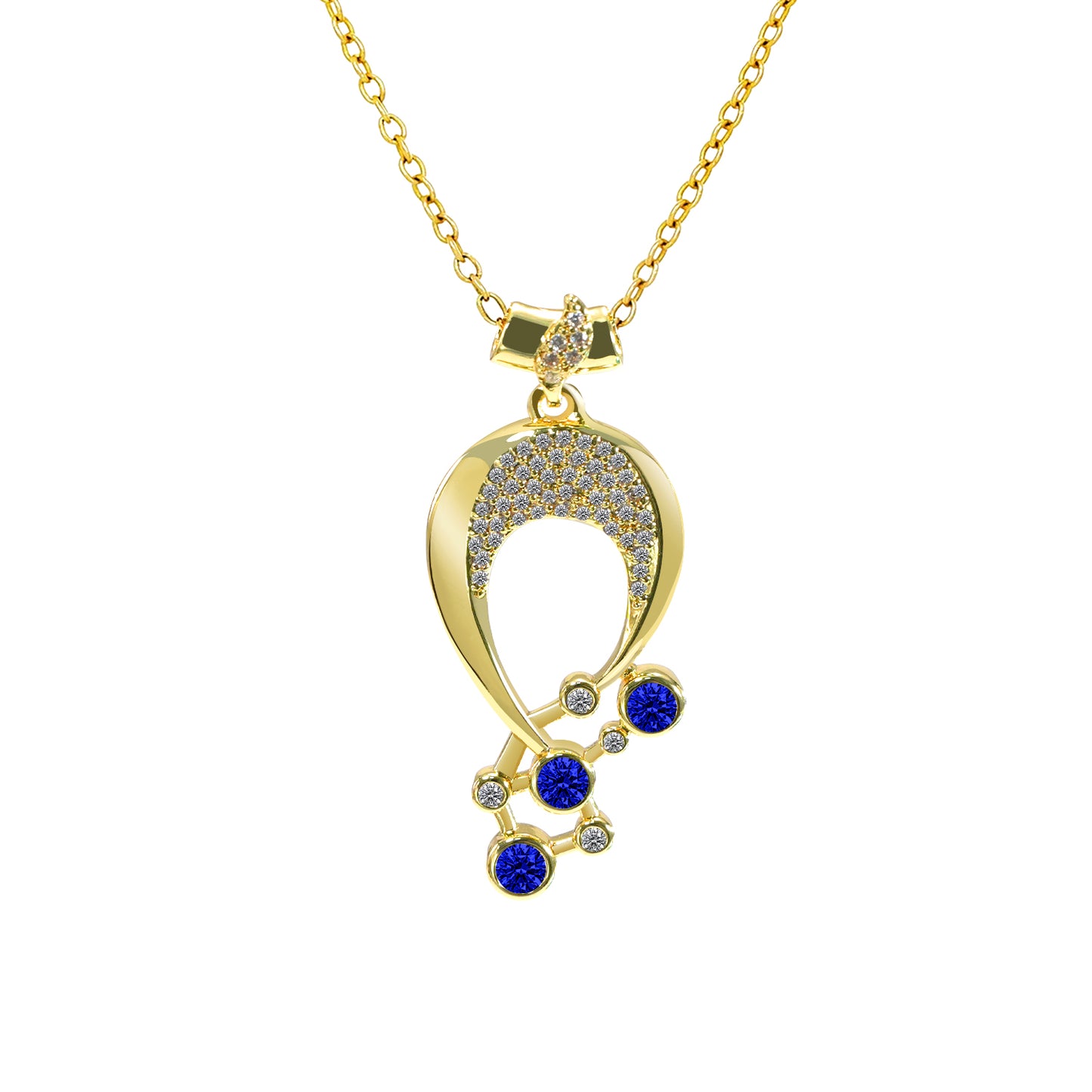 Luna Birthstone Necklace,Multiple Color Pendant Necklace,Plated Pendant Necklace with Gemstone Variations