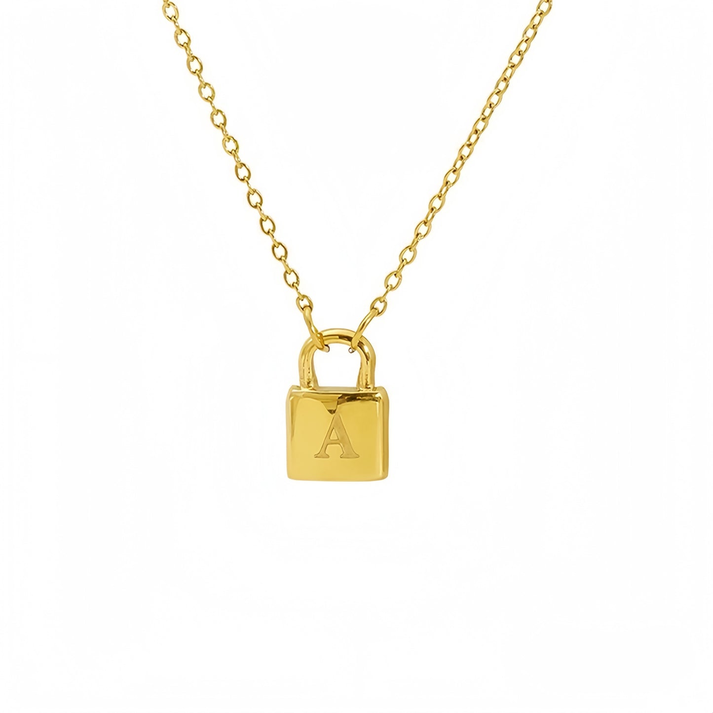 Titanium Steel Non-Fading Lock Head 26-Letter Clavicle Necklace for Women Gold Color Chain Jewelry