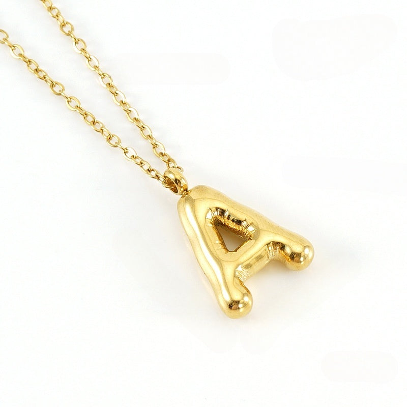 KissYan Bubble Letter Necklace,14K Gold Plated Balloon Initial Pendant with Bead Chain Dainty Jewelry Gift for Women & Jewelry for Christmas Gifts