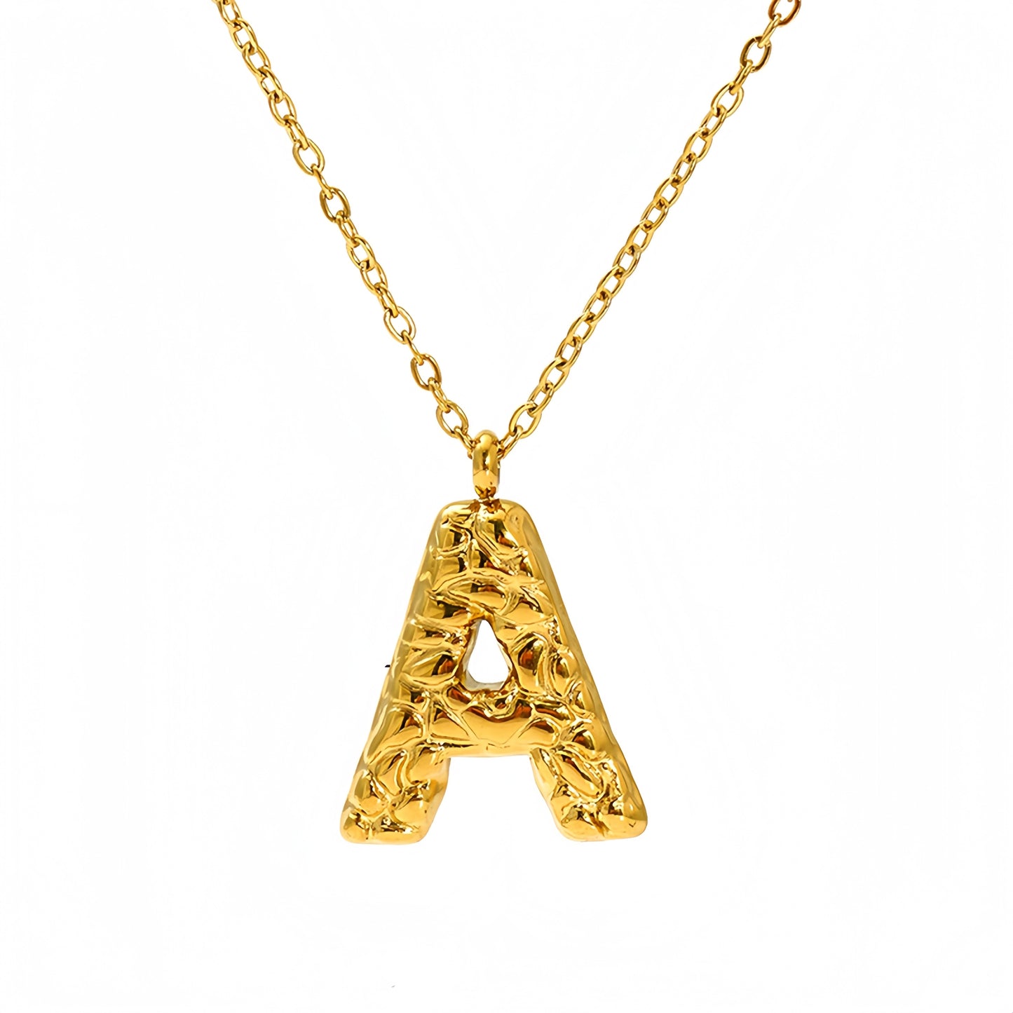 Lava-textured Letter Necklace for Women - 26-Letter Pendant, Collarbone Chain, Fade-resistant, Metal Coating, Stylish Accessory