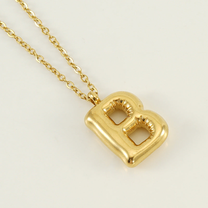 KissYan Bubble Letter Necklace,14K Gold Plated Balloon Initial Pendant with Bead Chain Dainty Jewelry Gift for Women & Jewelry for Christmas Gifts