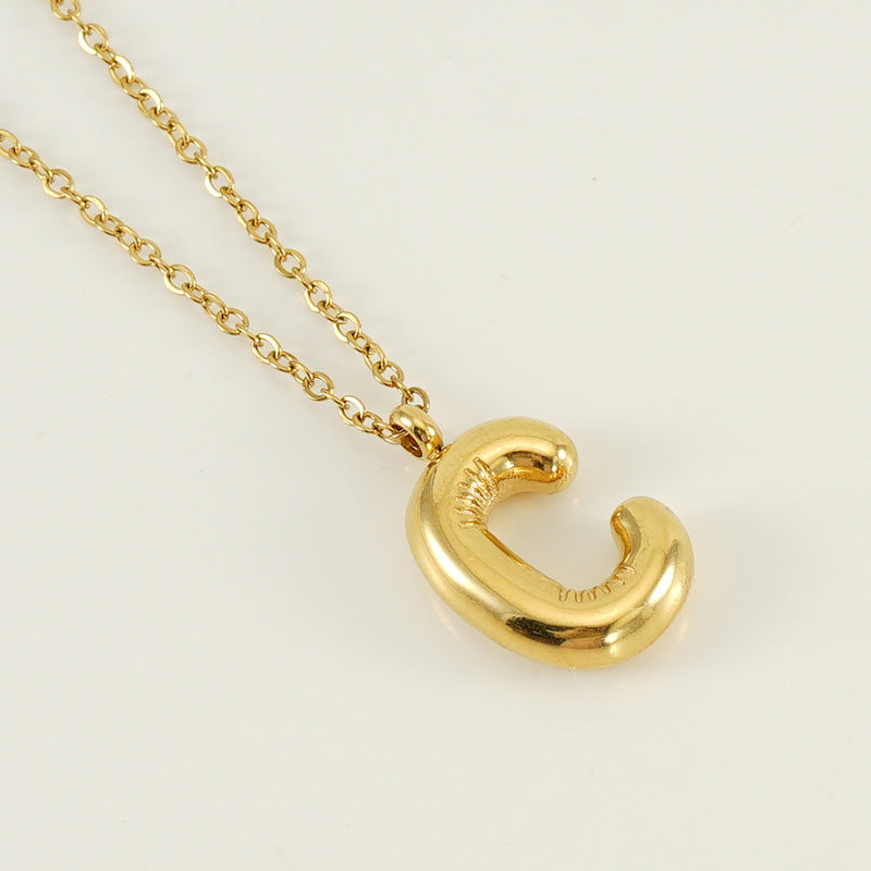 KissYan Bubble Letter Necklace,14K Gold Plated Balloon Initial Pendant with Bead Chain Dainty Jewelry Gift for Women & Jewelry for Christmas Gifts