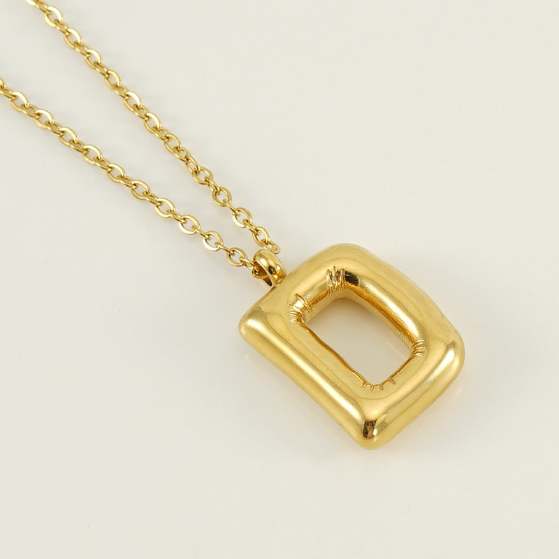 KissYan Bubble Letter Necklace,14K Gold Plated Balloon Initial Pendant with Bead Chain Dainty Jewelry Gift for Women & Jewelry for Christmas Gifts