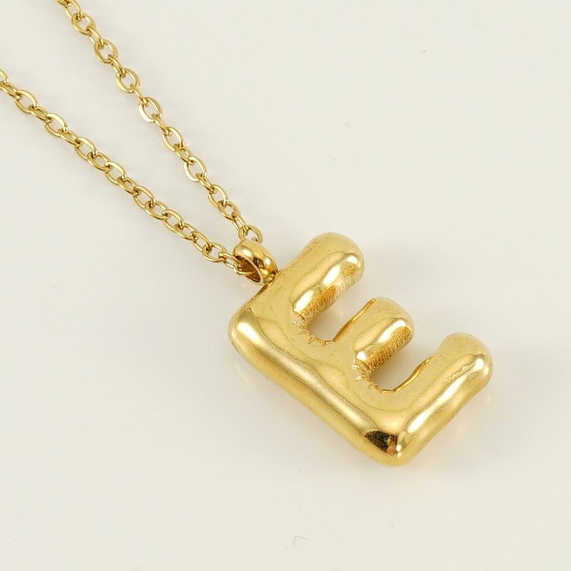 KissYan Bubble Letter Necklace,14K Gold Plated Balloon Initial Pendant with Bead Chain Dainty Jewelry Gift for Women & Jewelry for Christmas Gifts