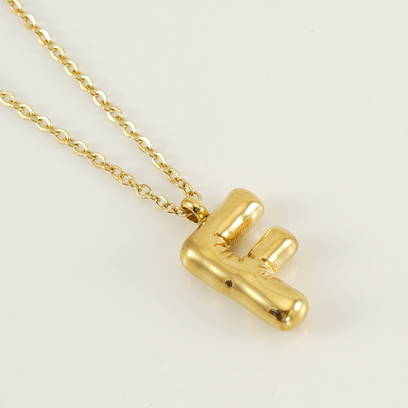 KissYan Bubble Letter Necklace,14K Gold Plated Balloon Initial Pendant with Bead Chain Dainty Jewelry Gift for Women & Jewelry for Christmas Gifts