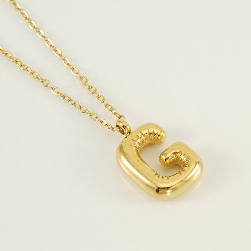 KissYan Bubble Letter Necklace,14K Gold Plated Balloon Initial Pendant with Bead Chain Dainty Jewelry Gift for Women & Jewelry for Christmas Gifts