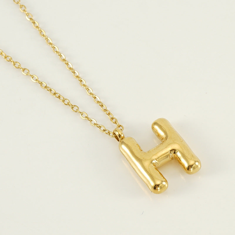 KissYan Bubble Letter Necklace,14K Gold Plated Balloon Initial Pendant with Bead Chain Dainty Jewelry Gift for Women & Jewelry for Christmas Gifts