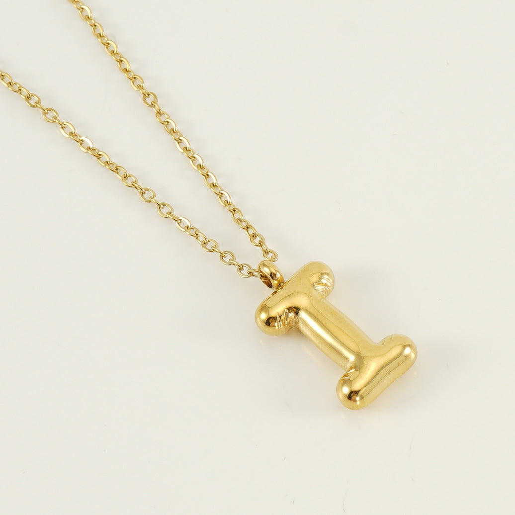 KissYan Bubble Letter Necklace,14K Gold Plated Balloon Initial Pendant with Bead Chain Dainty Jewelry Gift for Women & Jewelry for Christmas Gifts