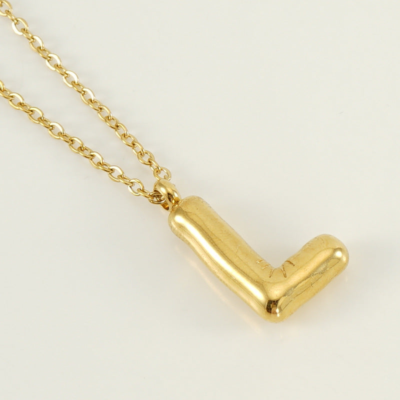 KissYan Bubble Letter Necklace,14K Gold Plated Balloon Initial Pendant with Bead Chain Dainty Jewelry Gift for Women & Jewelry for Christmas Gifts