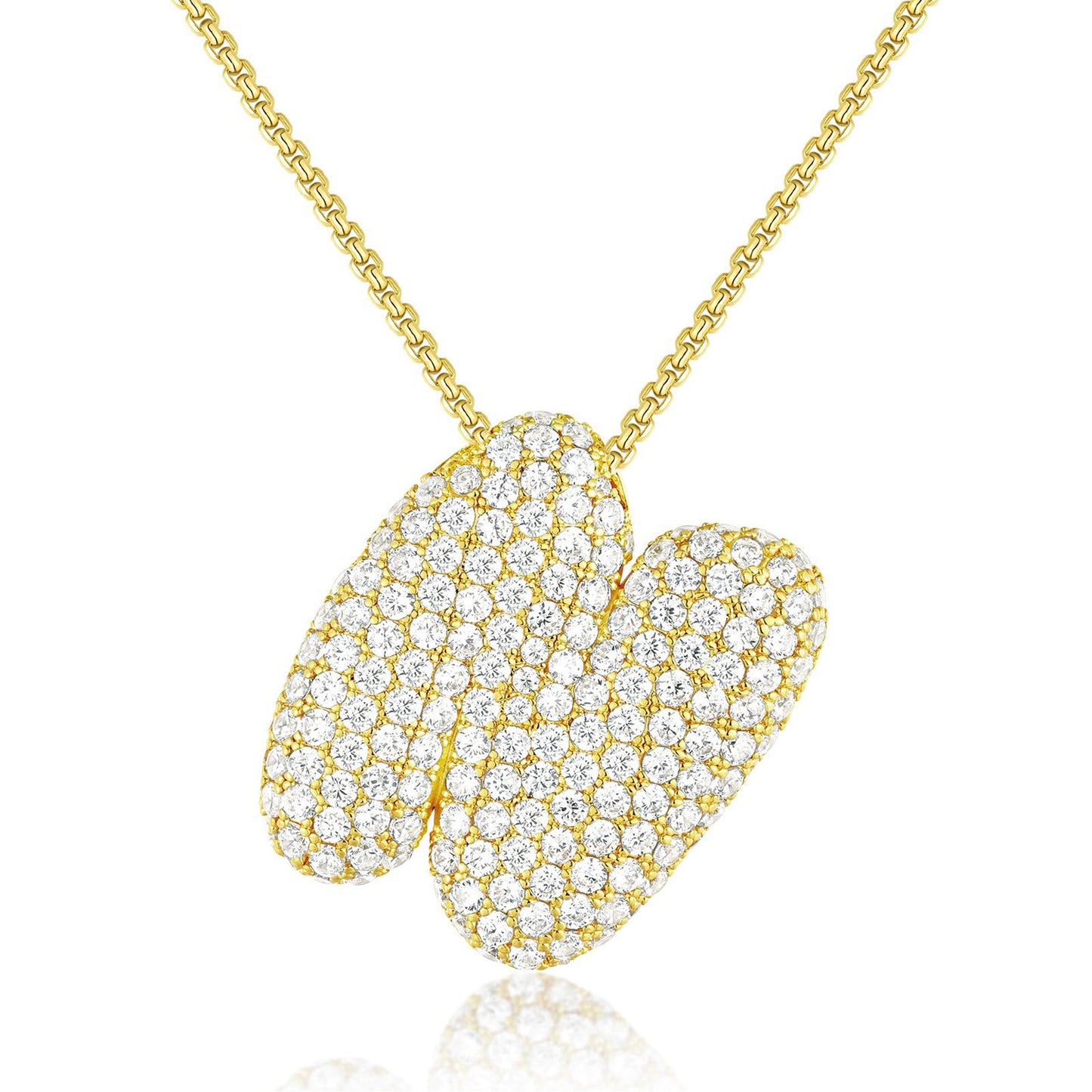 KISSYAN 14K Gold Plated Balloon Initial Pendant Box Chain Necklace Dainty Pave CZ Jewelry Gift for Women Unique Font Individuality Bold Eye-Catching Statement