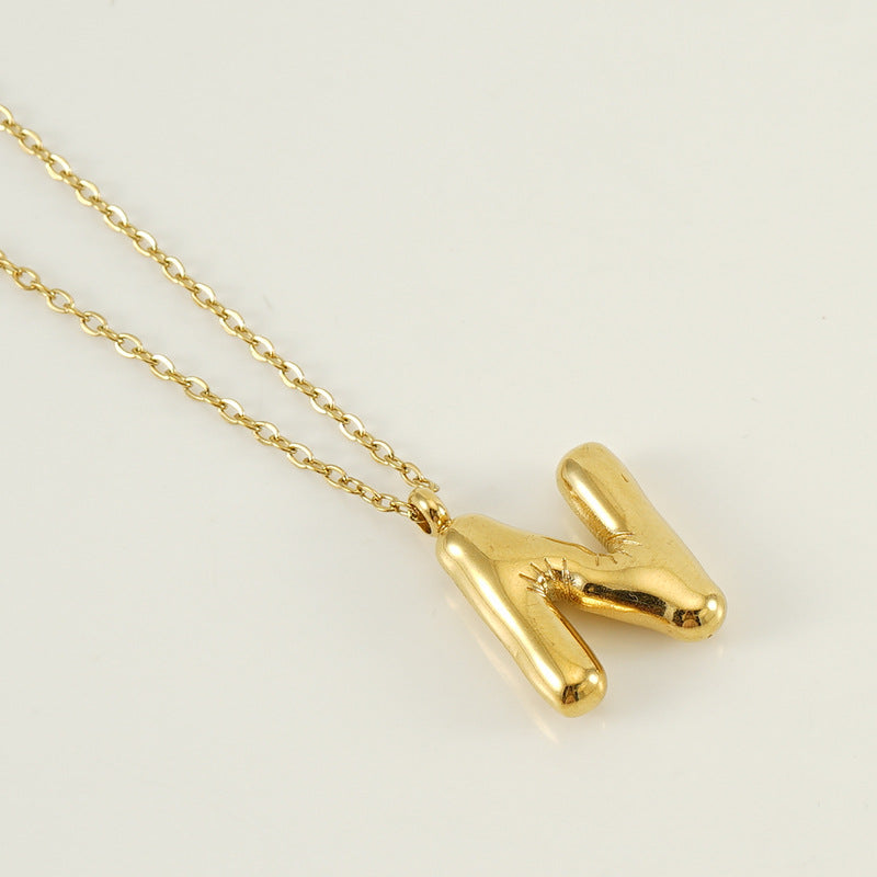 KissYan Bubble Letter Necklace,14K Gold Plated Balloon Initial Pendant with Bead Chain Dainty Jewelry Gift for Women & Jewelry for Christmas Gifts