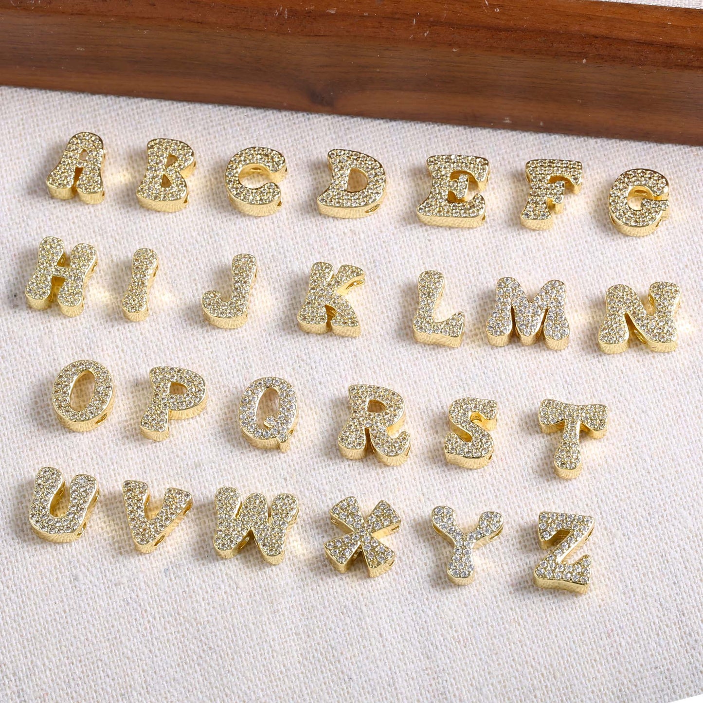 26 Alphabet Charms DIY Name Necklace 18k Gold Plated Brass Micro Inlaid Jewelry Unique Handmade Personalized Gift for Women Custom