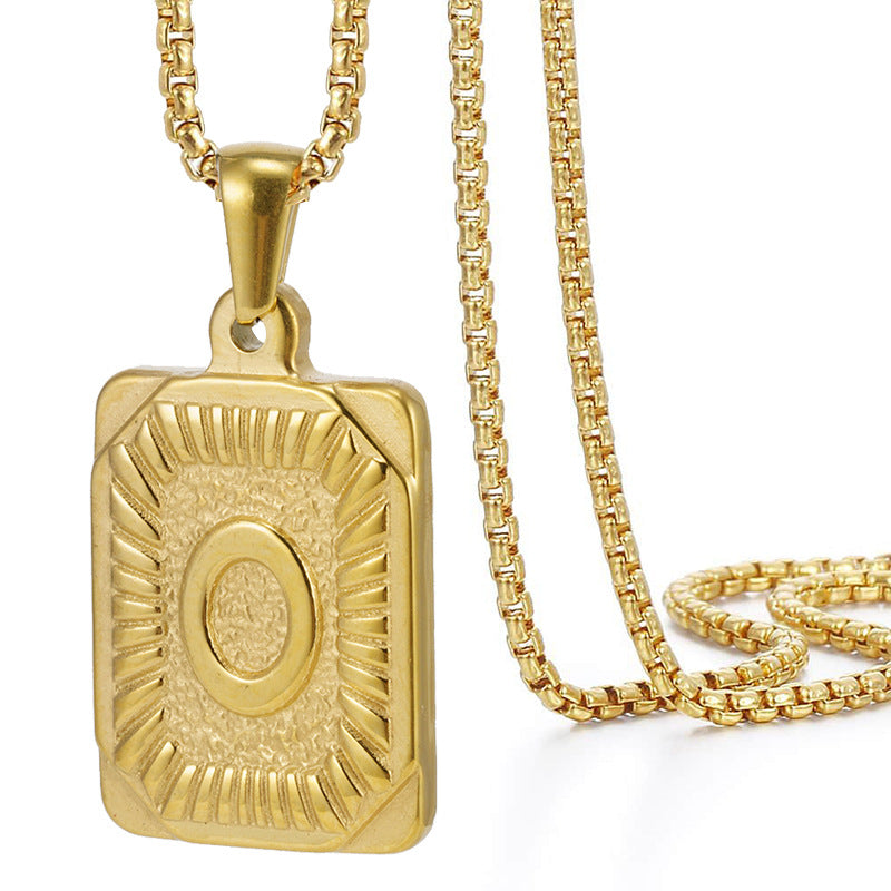 Initial A-Z Letter Pendant Necklace Mens Womens Capital Letter Yellow Gold Plated Stainless Steel Box Chain 22inch