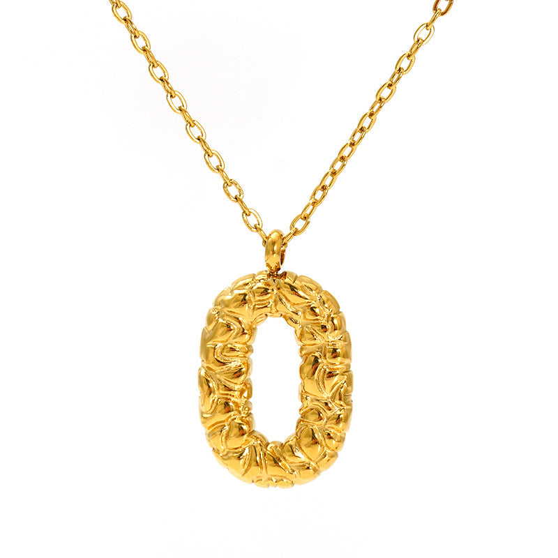 Lava-textured Letter Necklace for Women - 26-Letter Pendant, Collarbone Chain, Fade-resistant, Metal Coating, Stylish Accessory