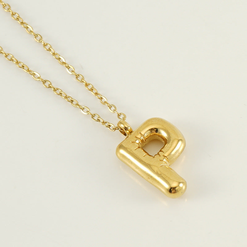 KissYan Bubble Letter Necklace,14K Gold Plated Balloon Initial Pendant with Bead Chain Dainty Jewelry Gift for Women & Jewelry for Christmas Gifts