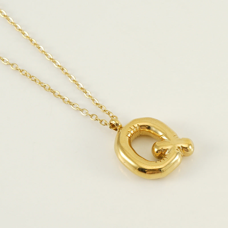 KissYan Bubble Letter Necklace,14K Gold Plated Balloon Initial Pendant with Bead Chain Dainty Jewelry Gift for Women & Jewelry for Christmas Gifts