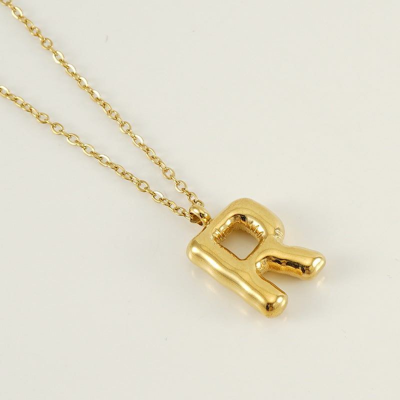 KissYan Bubble Letter Necklace,14K Gold Plated Balloon Initial Pendant with Bead Chain Dainty Jewelry Gift for Women & Jewelry for Christmas Gifts