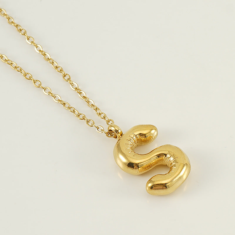 KissYan Bubble Letter Necklace,14K Gold Plated Balloon Initial Pendant with Bead Chain Dainty Jewelry Gift for Women & Jewelry for Christmas Gifts