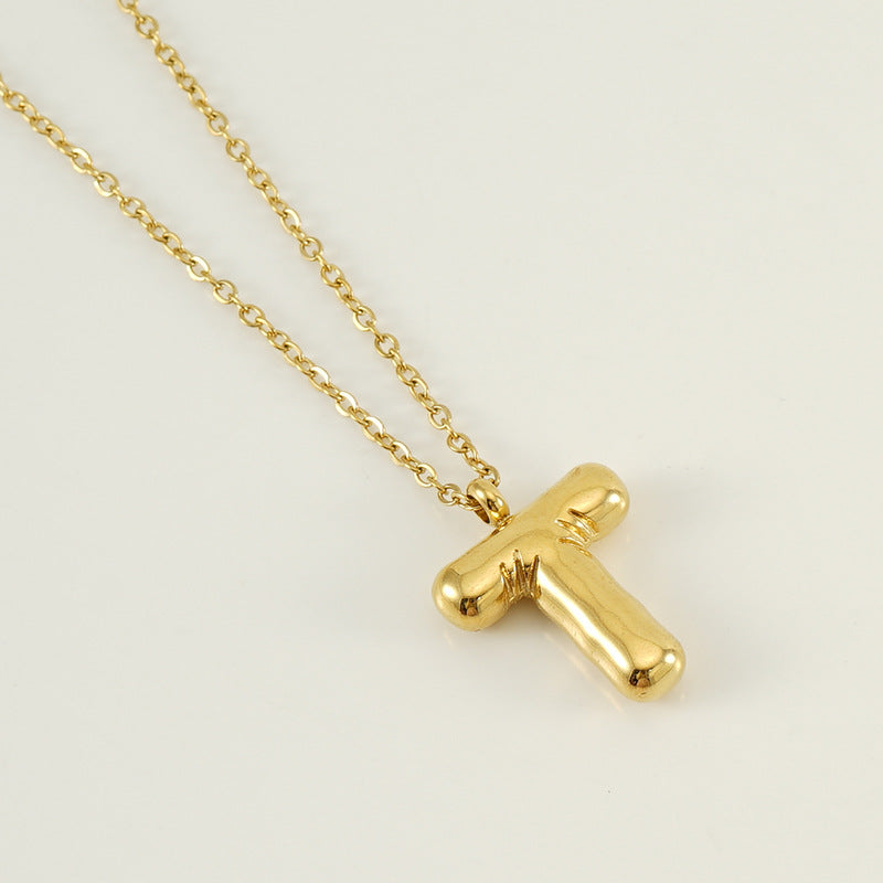 KissYan Bubble Letter Necklace,14K Gold Plated Balloon Initial Pendant with Bead Chain Dainty Jewelry Gift for Women & Jewelry for Christmas Gifts
