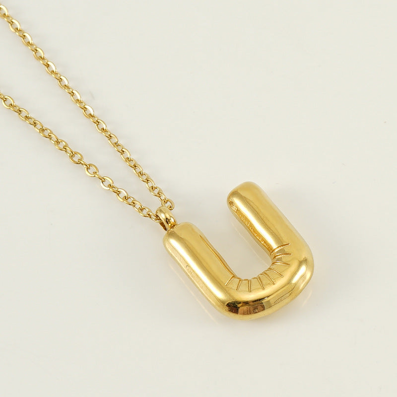 KissYan Bubble Letter Necklace,14K Gold Plated Balloon Initial Pendant with Bead Chain Dainty Jewelry Gift for Women & Jewelry for Christmas Gifts