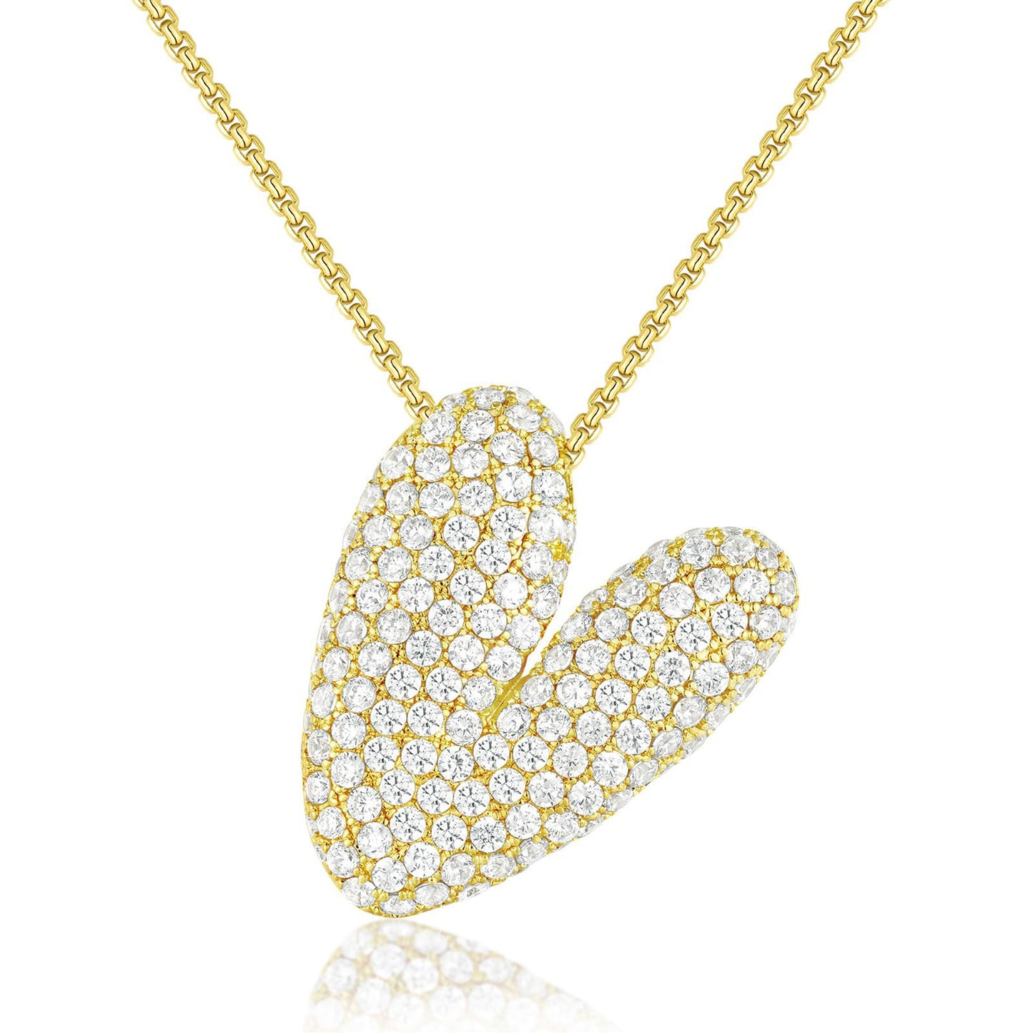 KISSYAN 14K Gold Plated Balloon Initial Pendant Box Chain Necklace Dainty Pave CZ Jewelry Gift for Women Unique Font Individuality Bold Eye-Catching Statement