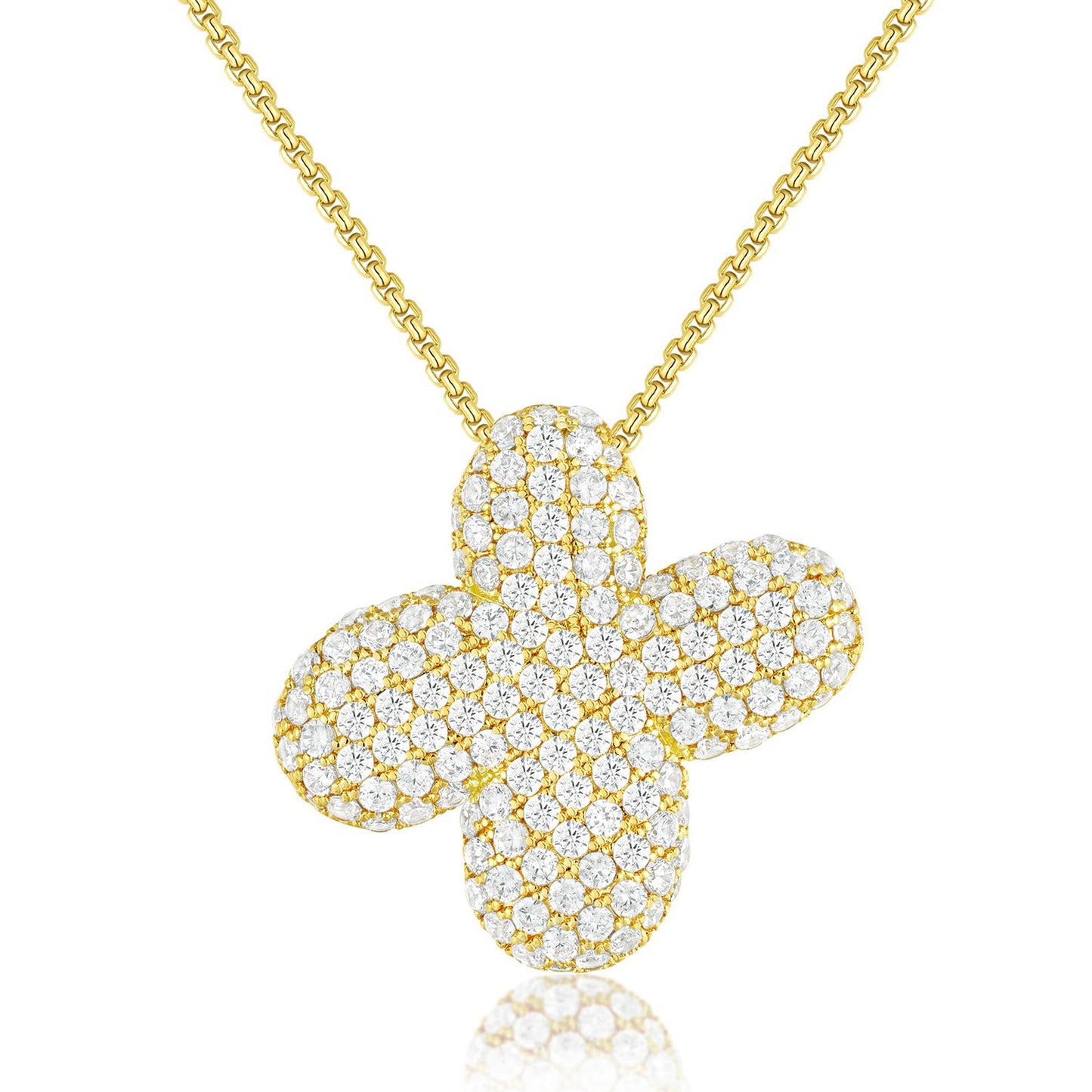 KISSYAN 14K Gold Plated Balloon Initial Pendant Box Chain Necklace Dainty Pave CZ Jewelry Gift for Women Unique Font Individuality Bold Eye-Catching Statement
