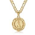 KissYan Initial Necklace for men and Women, 14K Gold Plated Square Letter Pendant Charm Necklace Cuban Chain Capital Alphabets from A-Z Jewelry