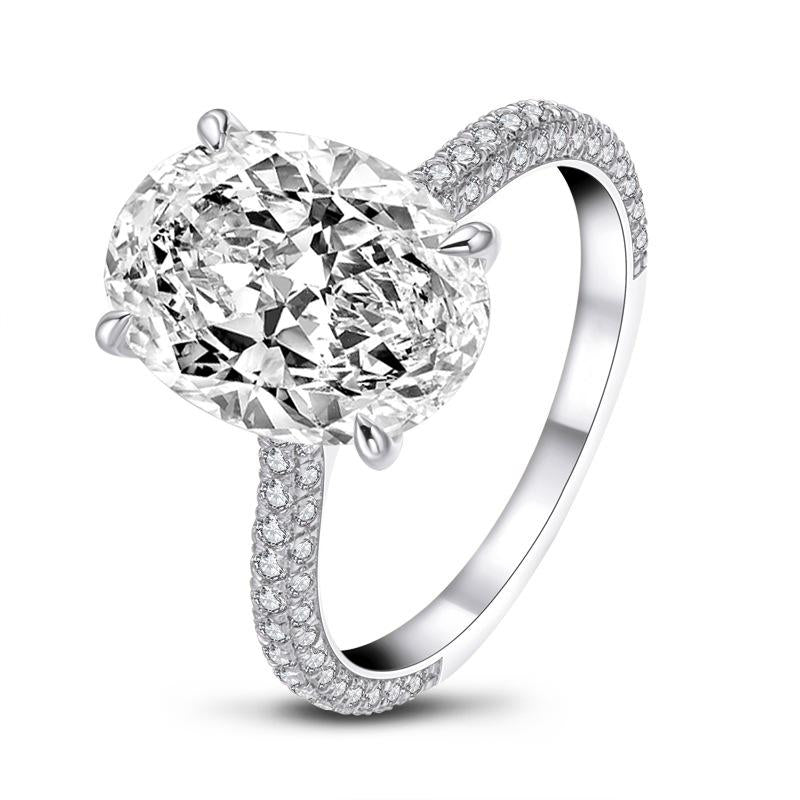 Bespoke Ring 5.00CT Excellent Oval Cut Engagement Ring,D-Color VVS Big CZ Gemstone 925 Sterling Silver Promise Ring