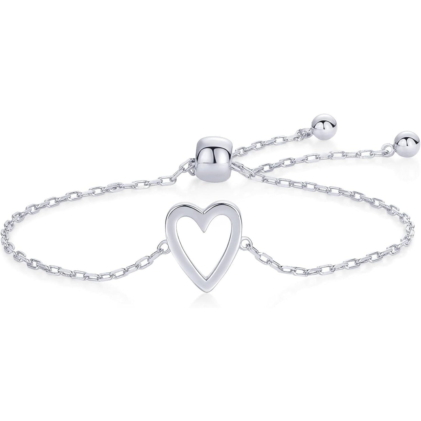 Trendy Women Love Heart Hollow Pendant Adjustable Bracelet Set Friendship Gift Ins Style Jewelry for Her Female