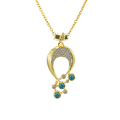 Luna Birthstone Necklace,Multiple Color Pendant Necklace,Plated Pendant Necklace with Gemstone Variations