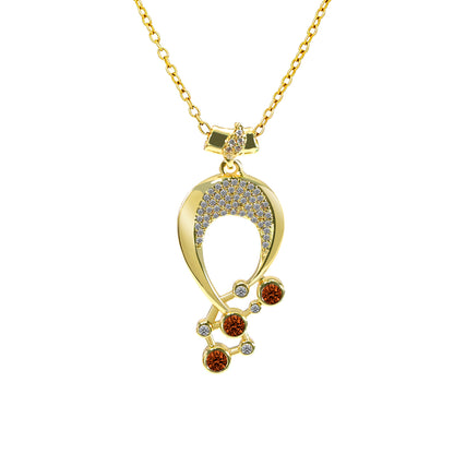 Luna Birthstone Necklace,Multiple Color Pendant Necklace,Plated Pendant Necklace with Gemstone Variations