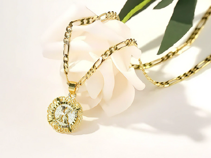 KissYan 14K Yellow Gold Plated Initial myah lh Necklace with Round Letter Pendant, Capital Monogram Alphabets A-Z, Unisex Casual Accessory Cuban Link Chain Cuban Link Chain Cuban Link Chain