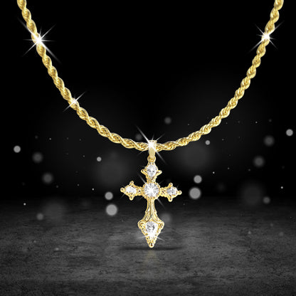 BlissBling Gold-Plated Cross Necklace 14K Gold Plated Double-Layer Chain Hypoallergenic Unisex for Daily Clothing Decoration and Special Occasions