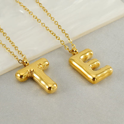 KissYan Bubble Letter Necklace,14K Gold Plated Balloon Initial Pendant with Bead Chain Dainty Jewelry Gift for Women & Jewelry for Christmas Gifts