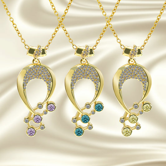 Luna Birthstone Necklace,Multiple Color Pendant Necklace,Plated Pendant Necklace with Gemstone Variations